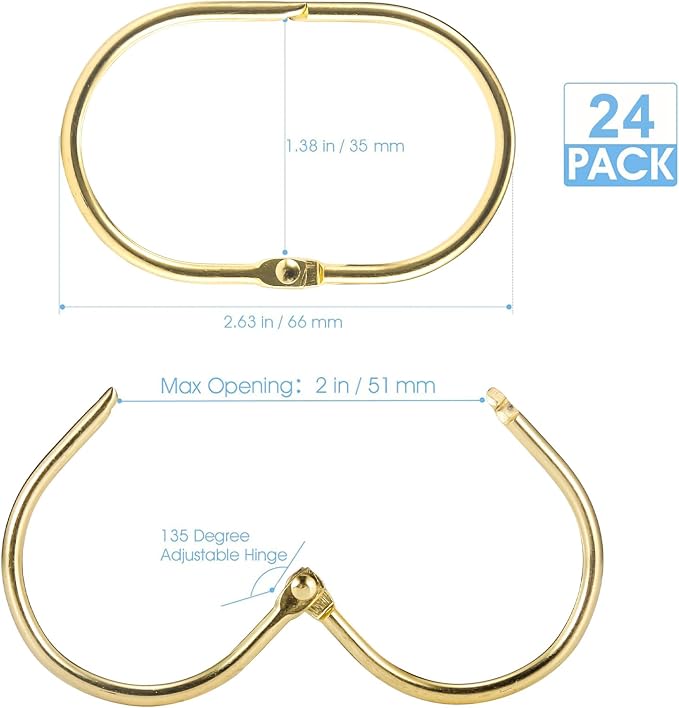 24 Pcs Shower Curtain Rings, Goowin Shower Curtain Hooks, Oval Snap Shower Rings - Image 5
