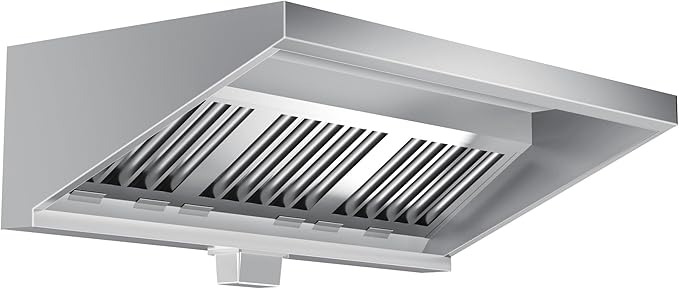 6FT Commercial Kitchen Exhaust Hood Food Truck Vent Hood Durable Stainless Steel Concession Trailer Hood with 3 Removable Hood Filters (No Motor), NSF Listed