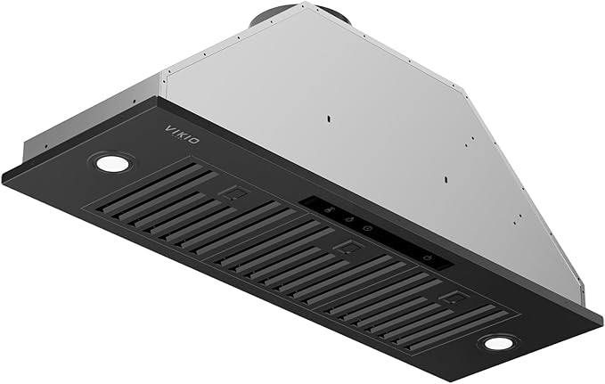 36 inch Built-in/Insert Range Hood 980 CFM, Ducted/Ductless Convertible Duct Stainless Steel Kitchen Vent Hood with 4 Speed Gesture Sensing& Touch Control Panel, Black