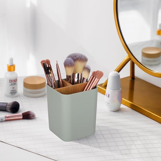 Bamboo Toothbrush Holder for Bathrooms Toothpaste Organizer - Image 3