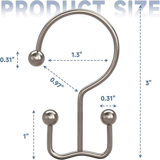 Titanker Shower Curtain Hooks Rings, Rust Resistant Metal Minimalist Simple - Image 6