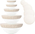 5 Pack Reusable Bowl Covers for Bread Proofing, 100% Pure Linen Bowl Covers 4/6/8/10/12 Inch, Elastic Lids for Sourdough, Dough Proofing and Food Storage
