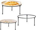 HPC DECOR Set of 3 Black Metal Wire Pizza Pan Riser Stands- Round Pizza Tray Riser Rack - Tabletop Display Racks for Food Platter Tray- Metal Display Stands for Home, Restaurant and Party
