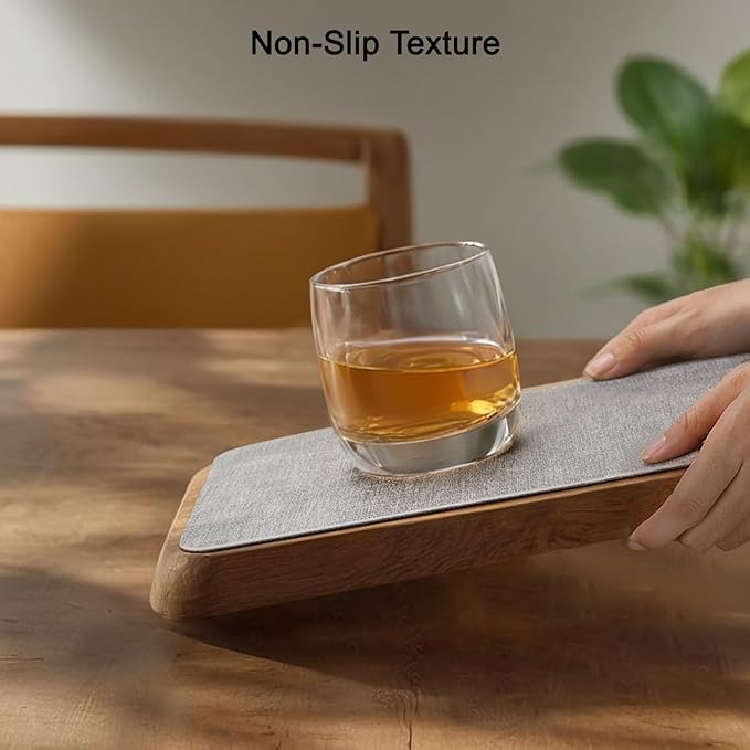 Myir JUN Reversible Vinyl Placemats Set of 8, Faux Leather Place Mats Dual Sided Waterproof Wipeable, Heat-Resistant Table Mats for Kitchen Dining Indoor Outdoor (12" x 17", Light Gray Navy Blue)