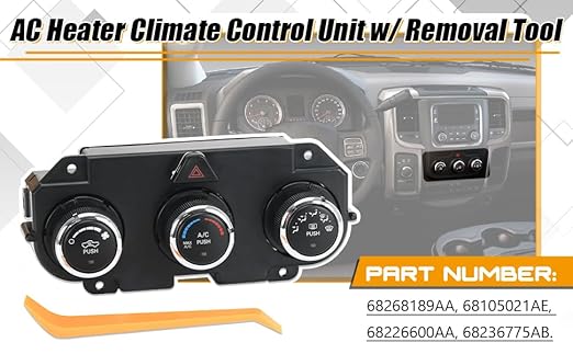 AC Heater Climate Control Unit Heat Defrost Compatible with RAM 1500 2500 3500 2013-2018 HVAC Climate Control Replace 68268189AA 68105021AC 68105021AD 68105021AE 68105021AF 68226600AA