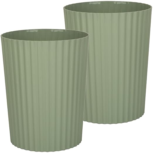 Small Bathroom Trash Can Plastic Wastebasket Garbage Can Green 2 Pack | Sturdy by JiatuA