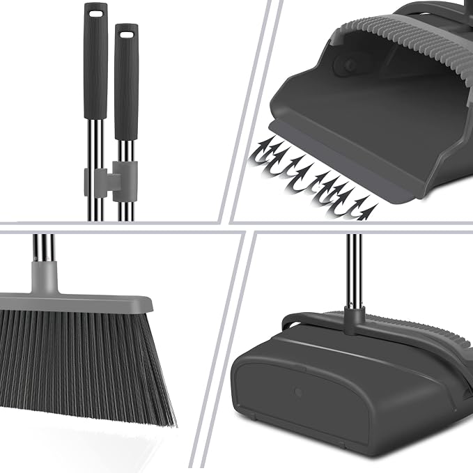 Broom and Dustpan Set for Home, Indoor&Outdoor Sweeping, Stand Up Broom and - Image 3