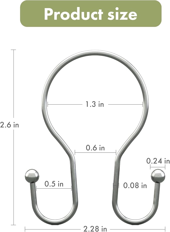 AmazerBath Chrome Shower Curtain Hooks Shower Curtain Rings, Simple Double - Image 7