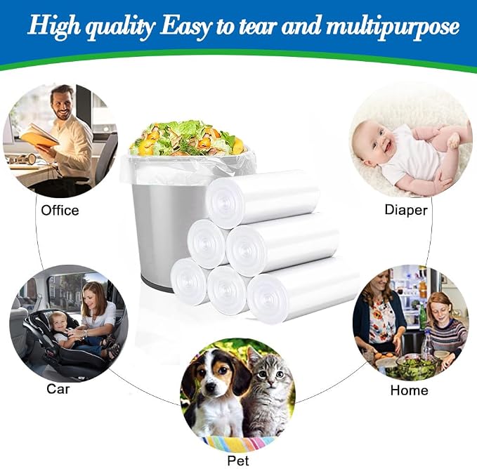 Hommaly 6-7 Gallon 180 pcs Clear Trash Bags Strong Clear Garbage Bags, Bathroom - Image 6