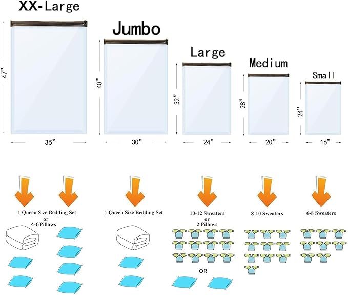GONGSHI Vacuum Seal Bags for Clothing Travel & Home Storage, Travel Vacuum Bags - Image 3