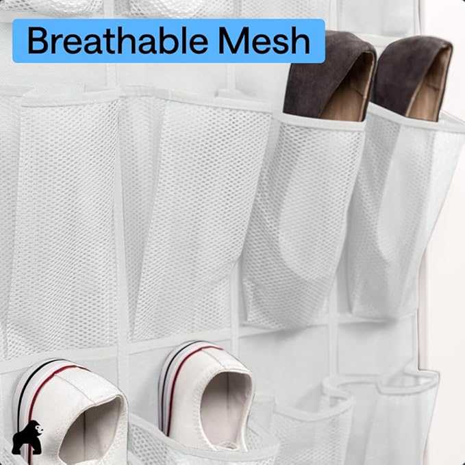 GORILLA GRIP Over the Door Shoe Organizer, 24 Large Pockets, Space Saving - Image 5