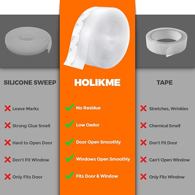 Holikme Weather Stripping Door Seal, Shower Door Bottom Seal, 1.4" W-16.5Ft | - Image 7