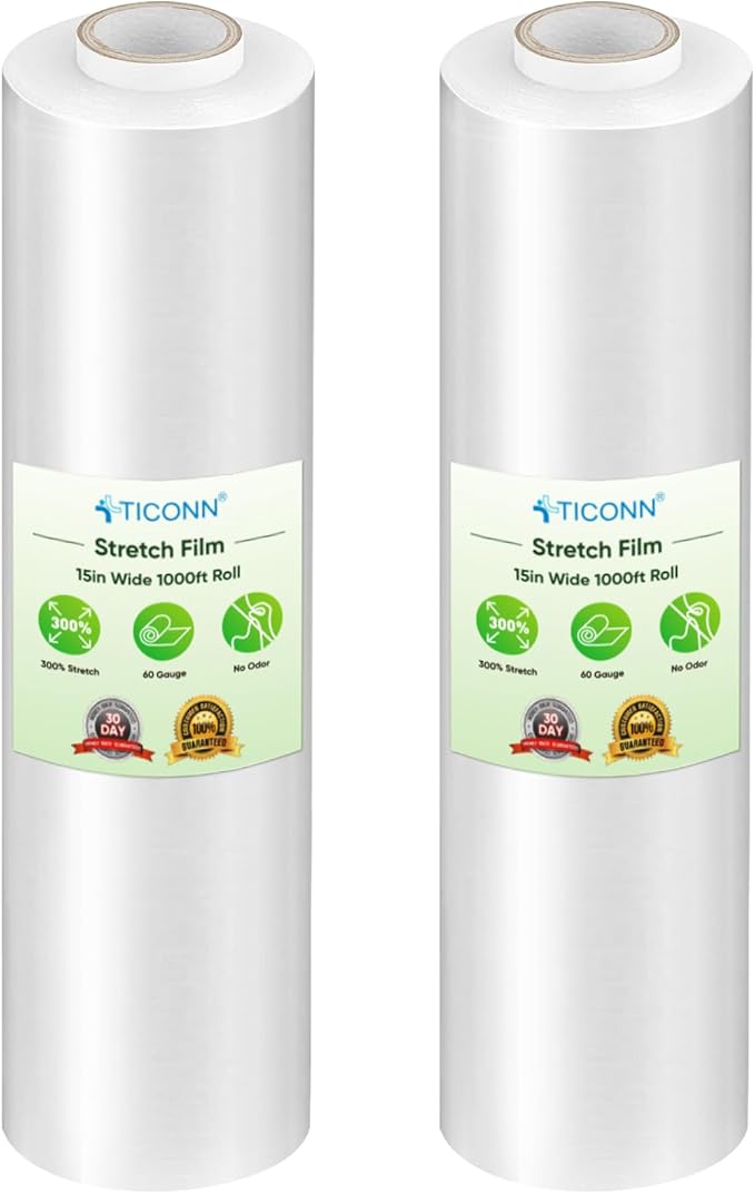 TICONN Stretch Wrap Roll, 15 in x 1000 ft Plastic Wrap by TICONN
