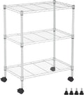 Wire Shelving 32" H x 23W x 13D Storage Shelf with Wheels Adjustable 3 Tier Metal Shelves Unit for Small Places Kitchen Storage Rack Shelf Organizer, 450Lbs Capacity, Chrome