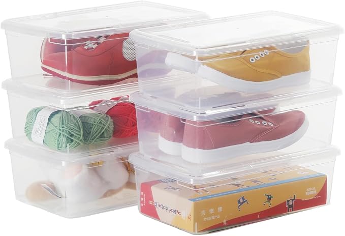 Stackable Plastic Storage Shoebox, BPA-Free Nestable Container by OMNISAFE