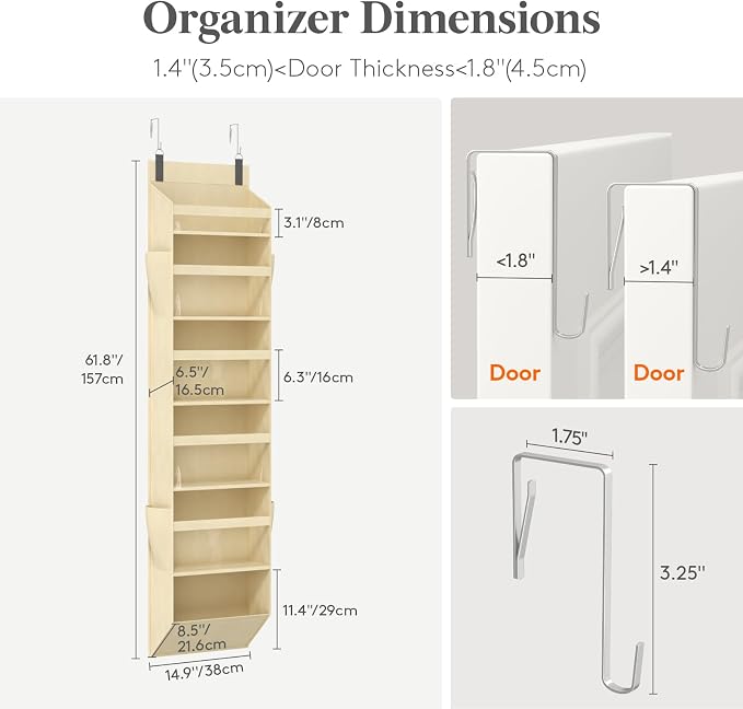 Lifewit 1 Pack Over the Door Organizer, 6 Section Clear Window Hanging Storage - Image 2