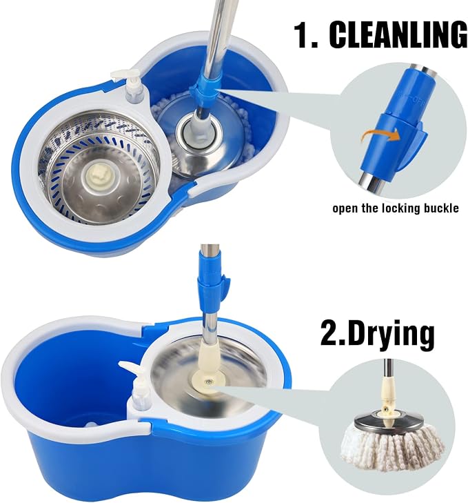 Spin Mop and Bucket with Wringer Set, 3 Mop Refills - Image 4
