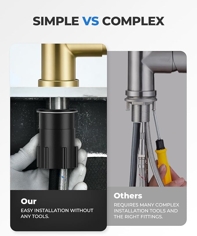 WEWE Pull-Down Kitchen Faucet, 3-Mode Sprayer, Fits Family | 360° Swivel - Image 8