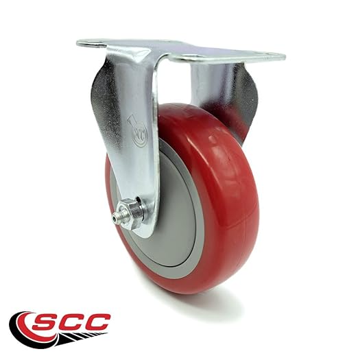 Service Caster Brand Replacement Caster for Uline Caster H-5539R-Rigid Top Plate Caster with 4 Inch Red Polyurethane Wheel-Light Duty Replacement Caster- Fits Carts, Dollies and Poly Box Trucks H-1956