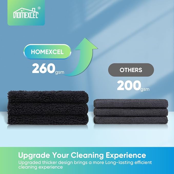 HOMEXCEL Black Microfiber Cleaning Cloth, 12 Pack Premium Microfiber Towels - Image 2