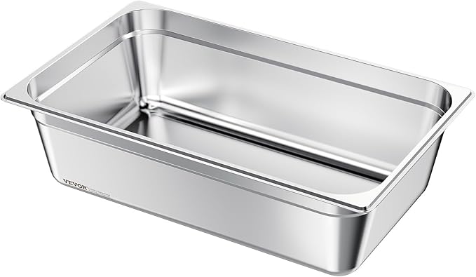 VEVOR 1 Pack Stainless Steam Hotel Pan, Full Size Table Steam Pan, 6 Inch Deep Anti Jam Restaurant Supplies Reusable Rustproof Catering Storage for Home, Party, Restaurant, Hotel, Buffet