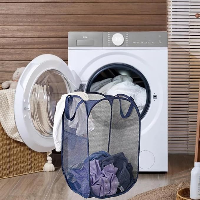 Pop up Laundry Hamper, Foldable Mesh Clothes Hamper - Image 3