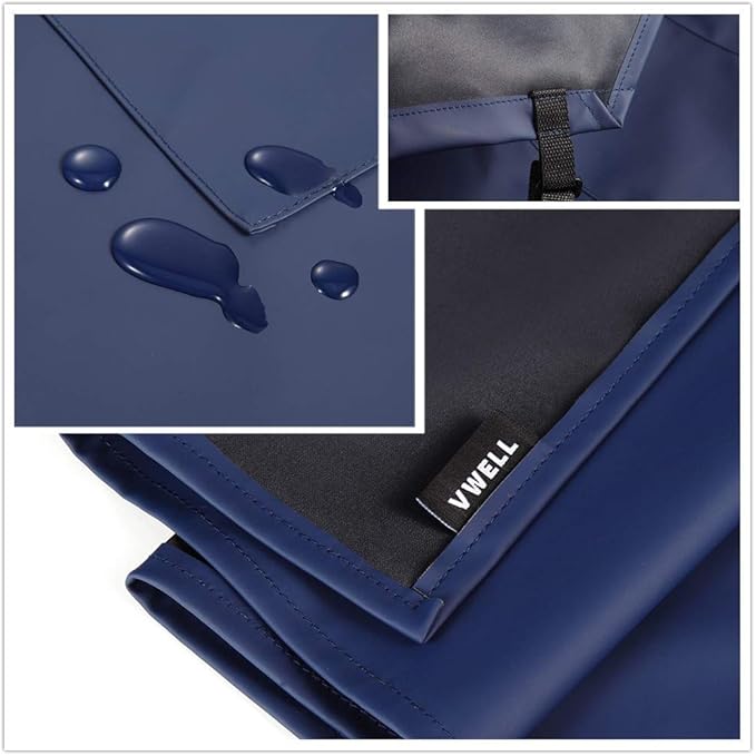 VWELL Waterproof Rubber Vinyl Apron W/ 2 Pockets - Lab Apron for DishWashing,Grooming