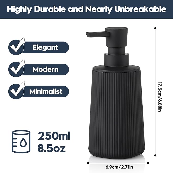 YAUKPH Small Soap Dispenser for Bathroom and Kitchen Matte Black | Modern - Image 6