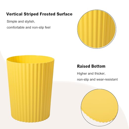 JiatuA Small Bathroom Trash Can Plastic Wastebasket Garbage Can Yellow | Sturdy - Image 3