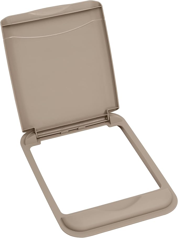 Rev-A-Shelf 35 Quart Polymer Plastic Trash Can Replacement Lid for Kitchen/Laundry Room Sliding Cabinet Base Lid, 2 Pack, Champagne, RV-35-LID12-1-40