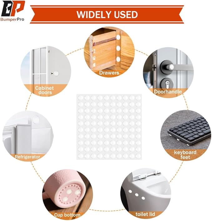 128PCs Clear Cabinet Door Bumpers 1/2", Self Adhesive Silicone Clear Rubber Bumpers for Cabinet Doors, Rubber Stoppers for Furniture, Adhesive Rubber Feet Pads, Drawer Stops-Cabinet Stoppers