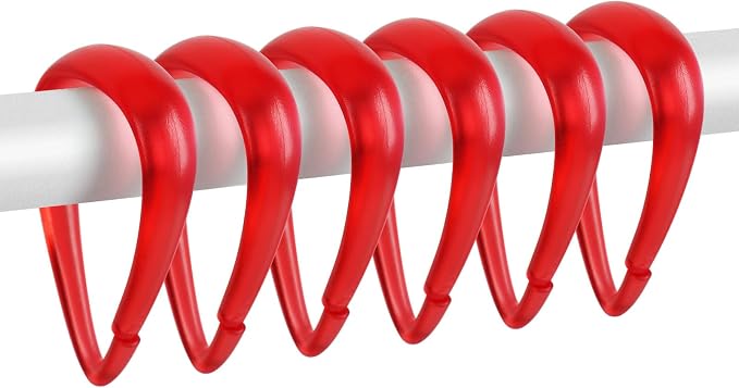 Top-spring Red Shower Curtain Hooks 12Pcs Drop Shaped Hooks by Top-spring