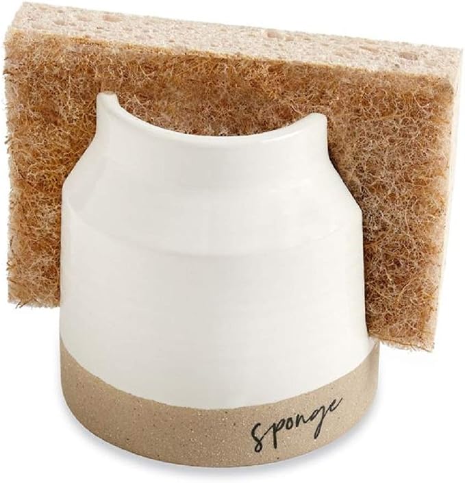 Mud Pie 41220001 Stoneware Sponge Holder, 3 1/2" x 3 1/2" by MudPie