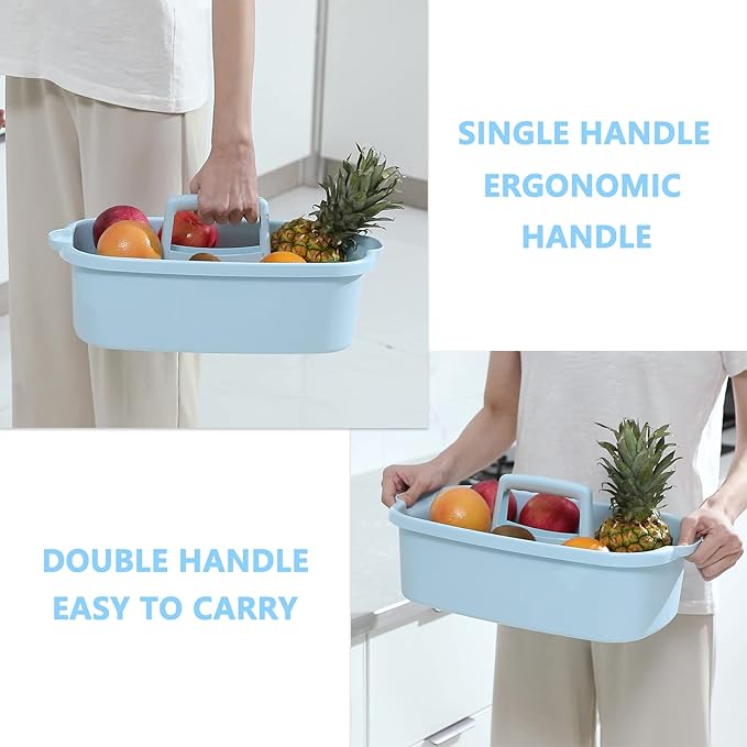 JiatuA Large Cleaning Supplies Caddy Portable Shower Caddy Basket Blue - Image 3