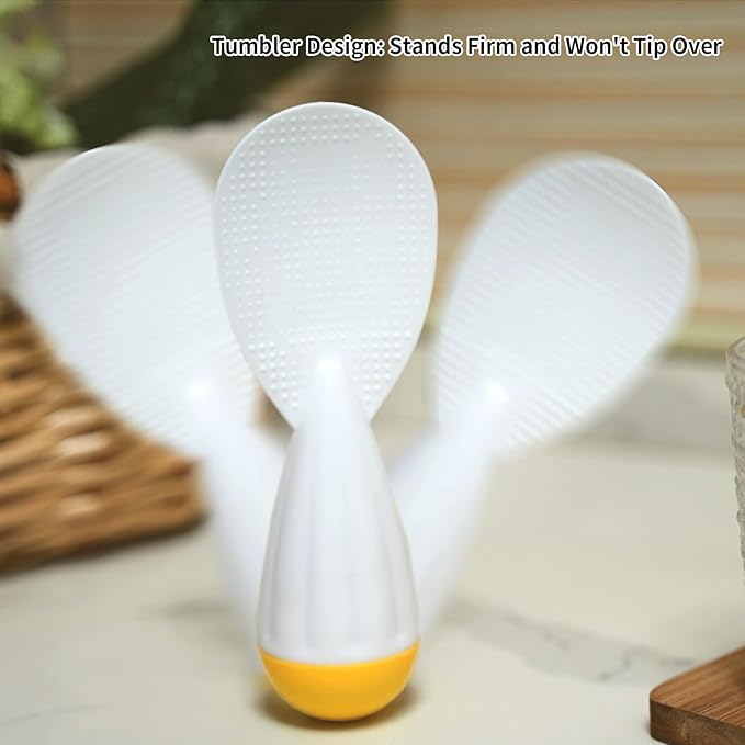 Never-Fall Rice Spoon with Reinforced Handle Design – Self-Standing Base & Non-Slip Grip for Mess-Free Serving