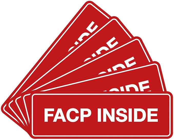 Signs ByLITA Standard FACP Inside Sign | Fire Safety Signage (Red) - Large 5 Pack