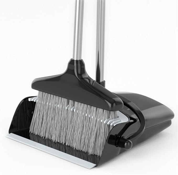Broom with Dustpan Combo Set 54" Long Handle Angle Broom and Dust Pan by KOCOTONG