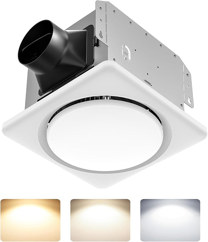 Bathroom Exhaust Fan with Light, UL HVI Certificated 120 CFM 1.2 Sones, 41W Bathroom Fan with Light for Home, 1500lm LED Light 2700K/4000K/6500K
