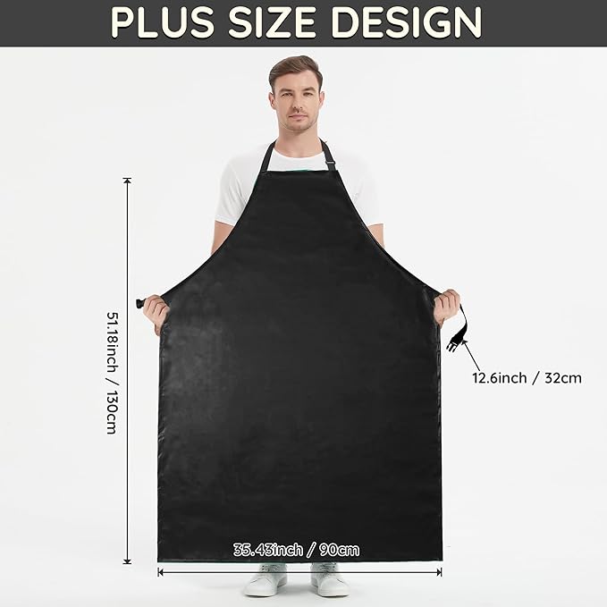 Thicker Rubber Apron, Extra Long Adjustable Apron, Heavy Duty Oil&Chemical Resistant Waterproof Work Aprons