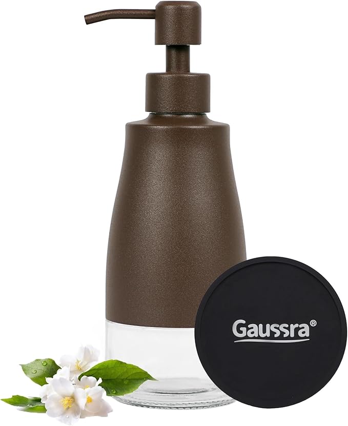 Gaussra Matte Brown Soap Dispenser - 11 OZ / 320 ML | Stainless Steel and Glass by Gaussra