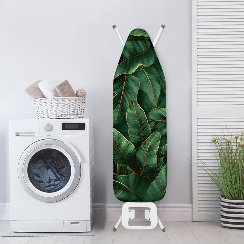 Green Banana Leaves Steam Ironing Board Cover Tropical Plant Leaves Stain - Image 3