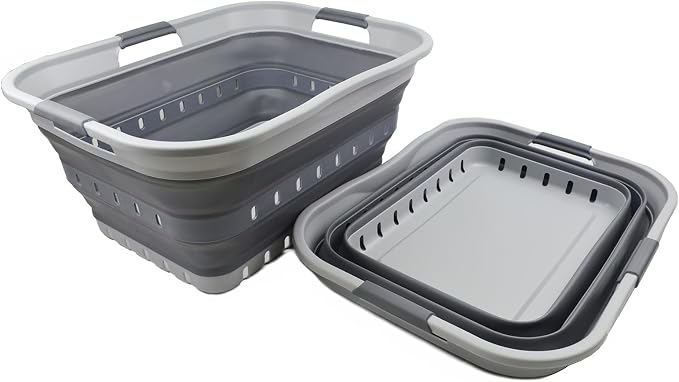 SAMMART 42 Collapsible Plastic Laundry Basket, Foldable Pop Up Storage - Image 3