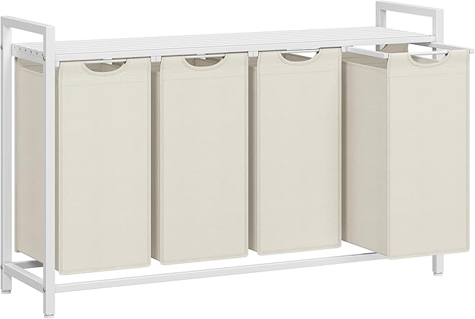 VASAGLE Laundry Hamper with Shelf, 4 Pull-Out Bags, 4 x 10.6 Gallons by Unknown