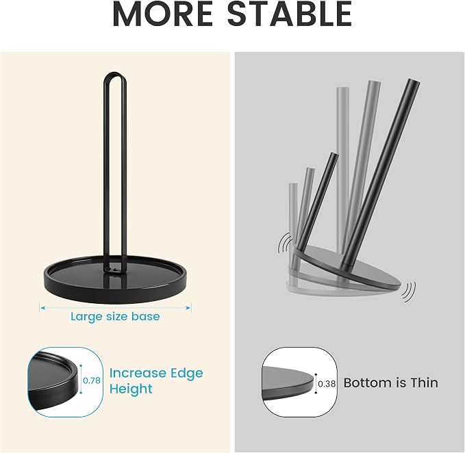 TONLEA Paper Towel Holder Countertop, Kitchen Roll Dispenser, Standing Paper - Image 5