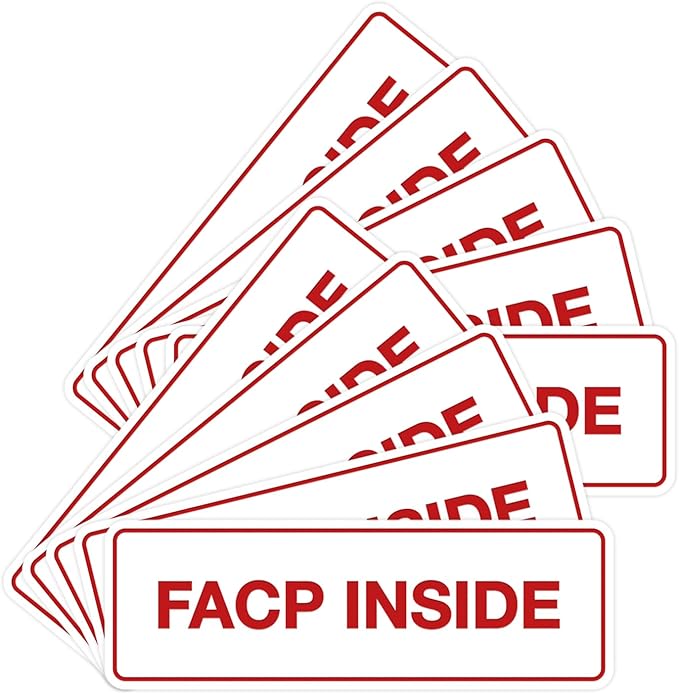 Signs ByLITA Standard FACP Inside Sign | Fire Safety Signage (White/Red) - Medium 10 Pack