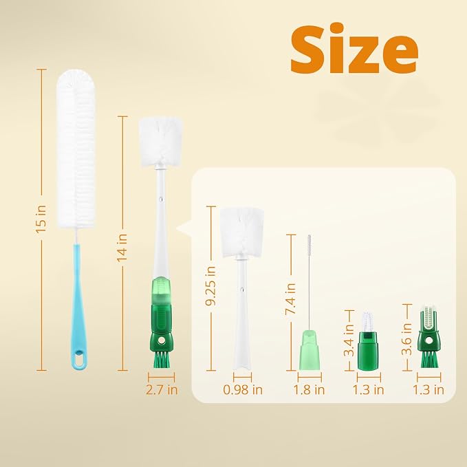 OUTXE 5 Pack Bottle Brush Cleaning Set, 5-in-1 Cup Cleaner Brush | - Image 7