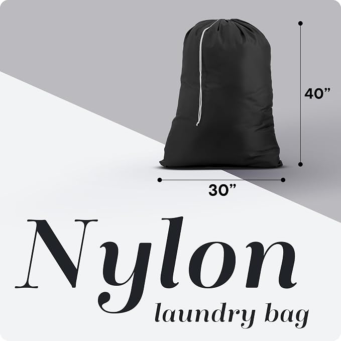 Handy Laundry Nylon Laundry Bag XL Locking Drawstring Black 2 Pack - Image 2