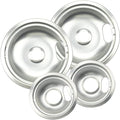 4 Pack (2) 6" & (2) 8" Electric Stove Burner Covers, Replacement Chrome Drip Pans for Whirlpool W10278125 W10196405 W10196406