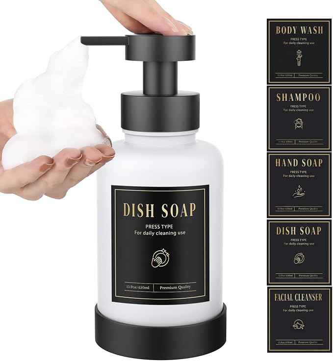 Luxspire Glass Foaming Soap Dispenser 15oz Hand Soap Bottle, 1 Pack | Anti-drip by Luxspire
