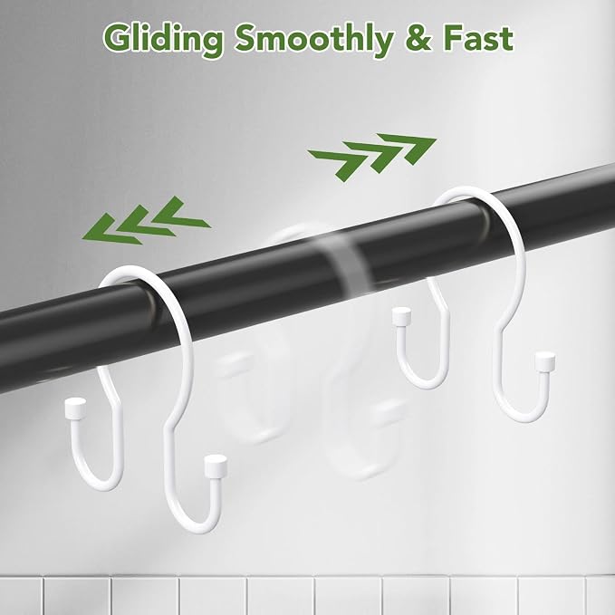 Goowin 24 Pack Shower Curtain Hooks, Simple Shower Curtain Rings, Sturdy Shower - Image 6